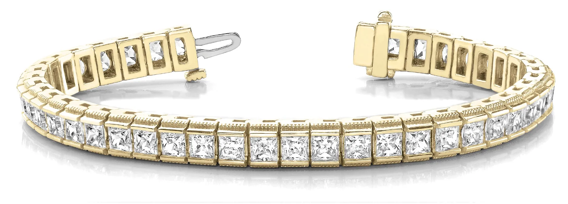 COURT 10 Carat Princess Cut Inline Channel Milligram Diamond Tennis Bracelet in 14K - 18K Gold or Platinum 20 pt F Color VS1 Clarity By Mike Nekta