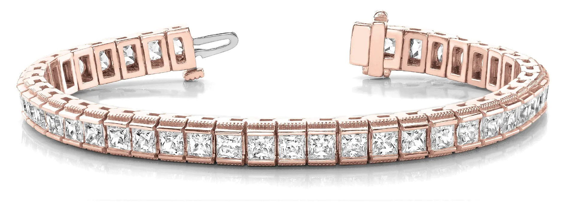 COURT 10 Carat Princess Cut Inline Channel Milligram Diamond Tennis Bracelet in 14K - 18K Gold or Platinum 20 pt F Color VS1 Clarity By Mike Nekta