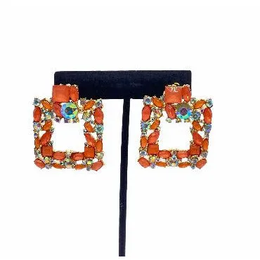 Crystal Square Drop Earrings