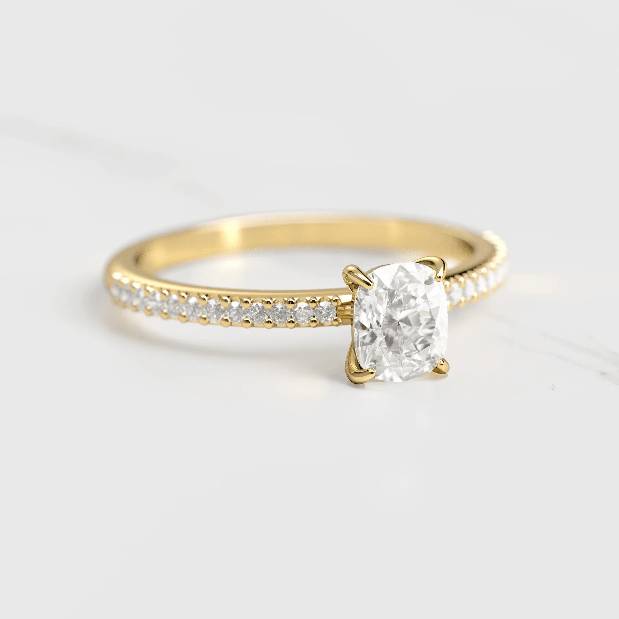 Cushion Half Pave Diamond Ring