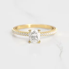 Cushion Half Pave Diamond Ring