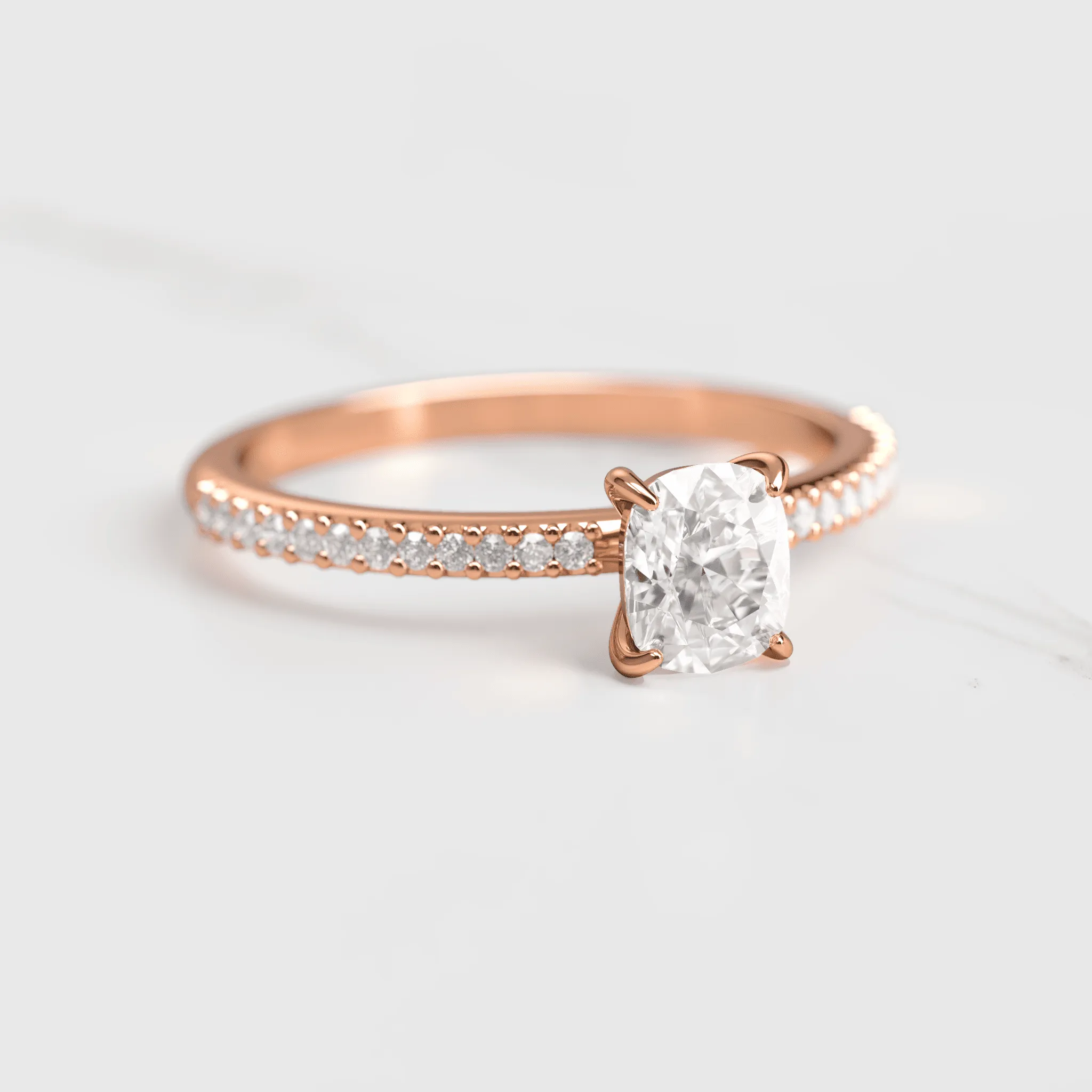 Cushion Half Pave Diamond Ring