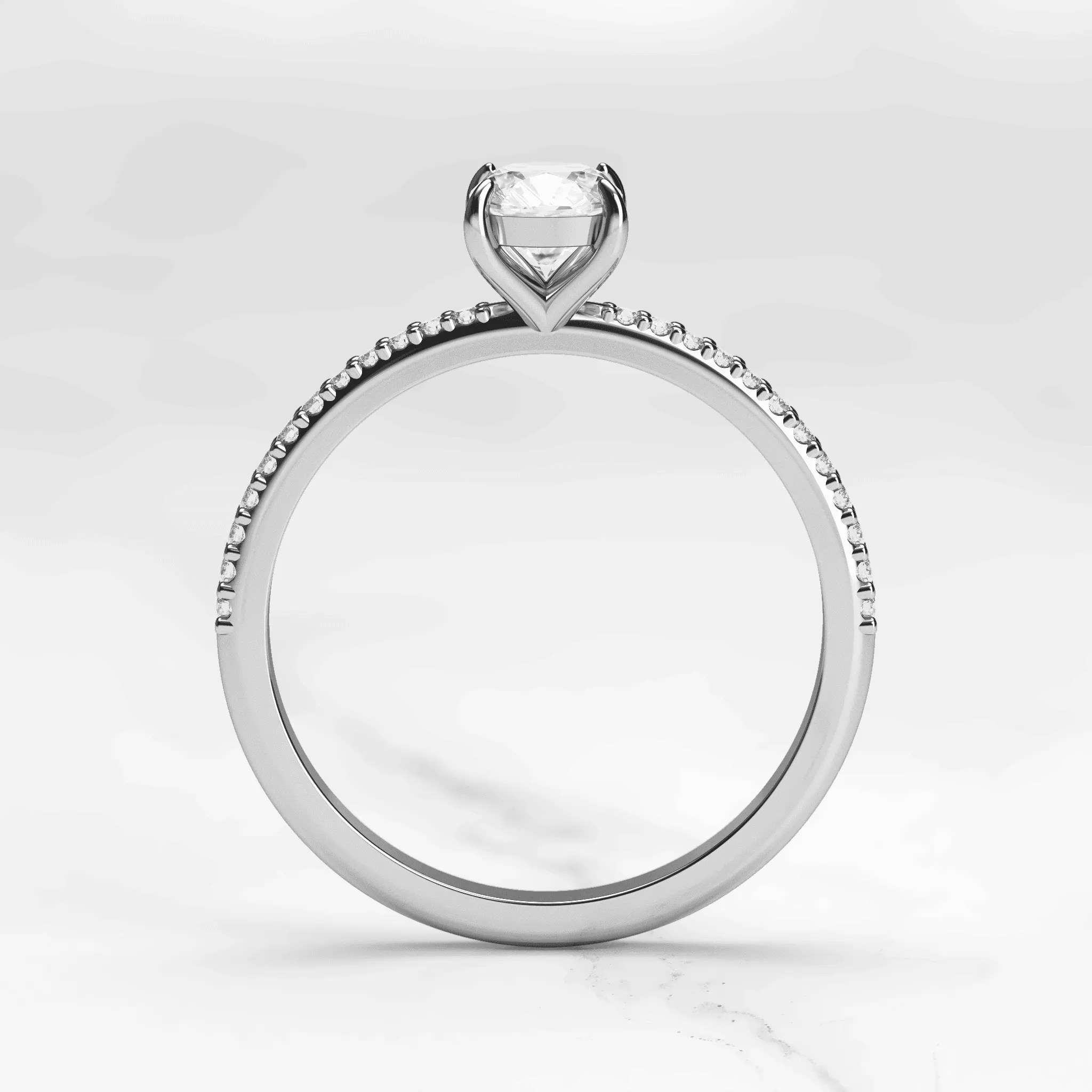 Cushion Half Pave Diamond Ring