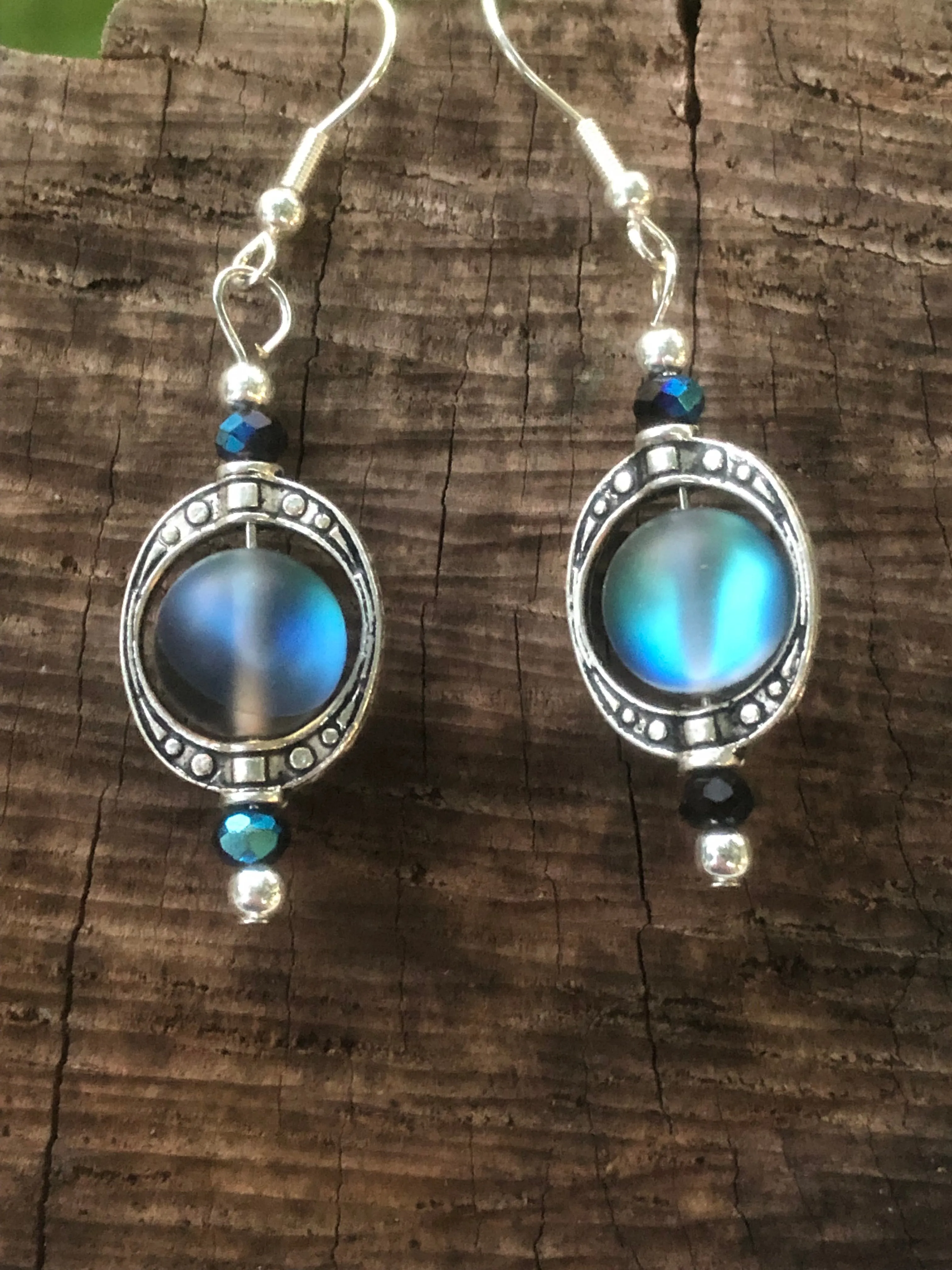 Dark iridescent Glass Earrings