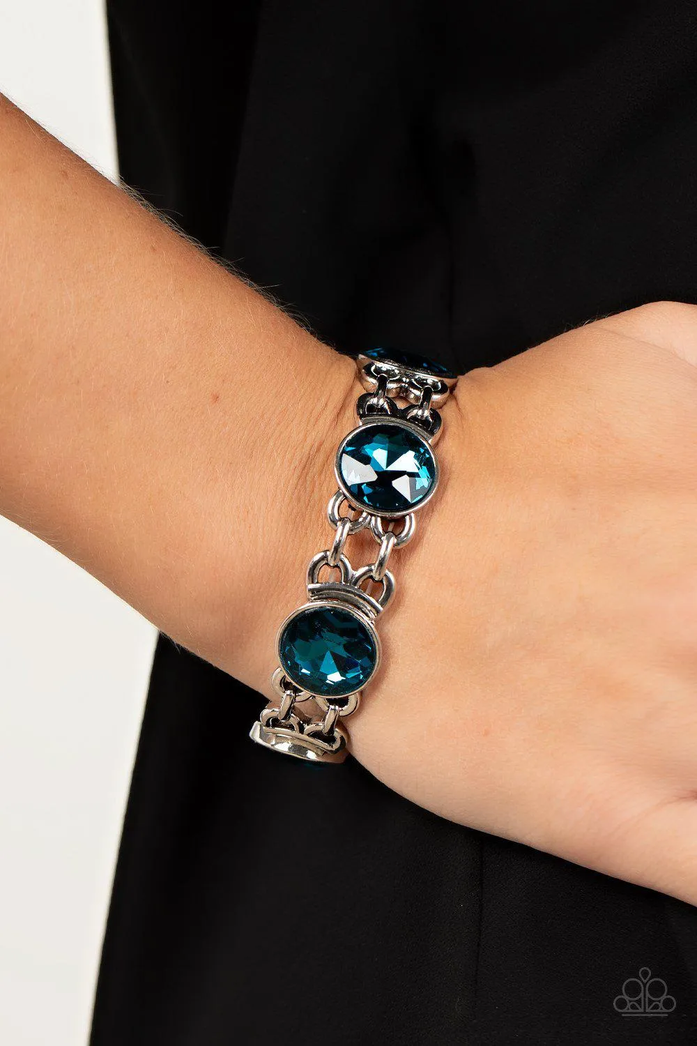 Devoted To Drama Blue Rhinestone Bracelet - Paparazzi Accessories