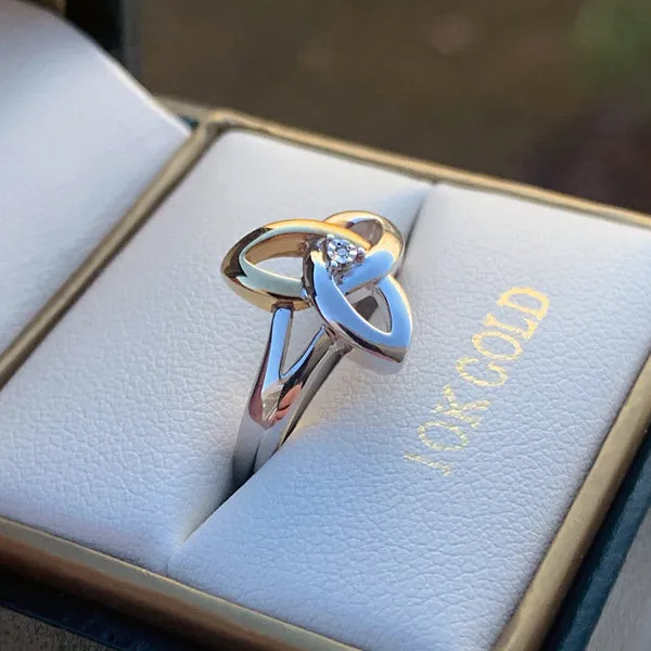 Diamond Triquetra Ring - 10k Gold and Silver