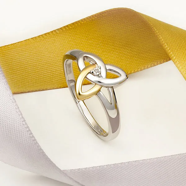 Diamond Triquetra Ring - 10k Gold and Silver