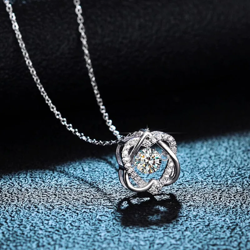 Diamond Two Hearts Pendant Necklace - 925 Sterling Silver