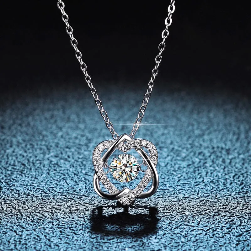 Diamond Two Hearts Pendant Necklace - 925 Sterling Silver