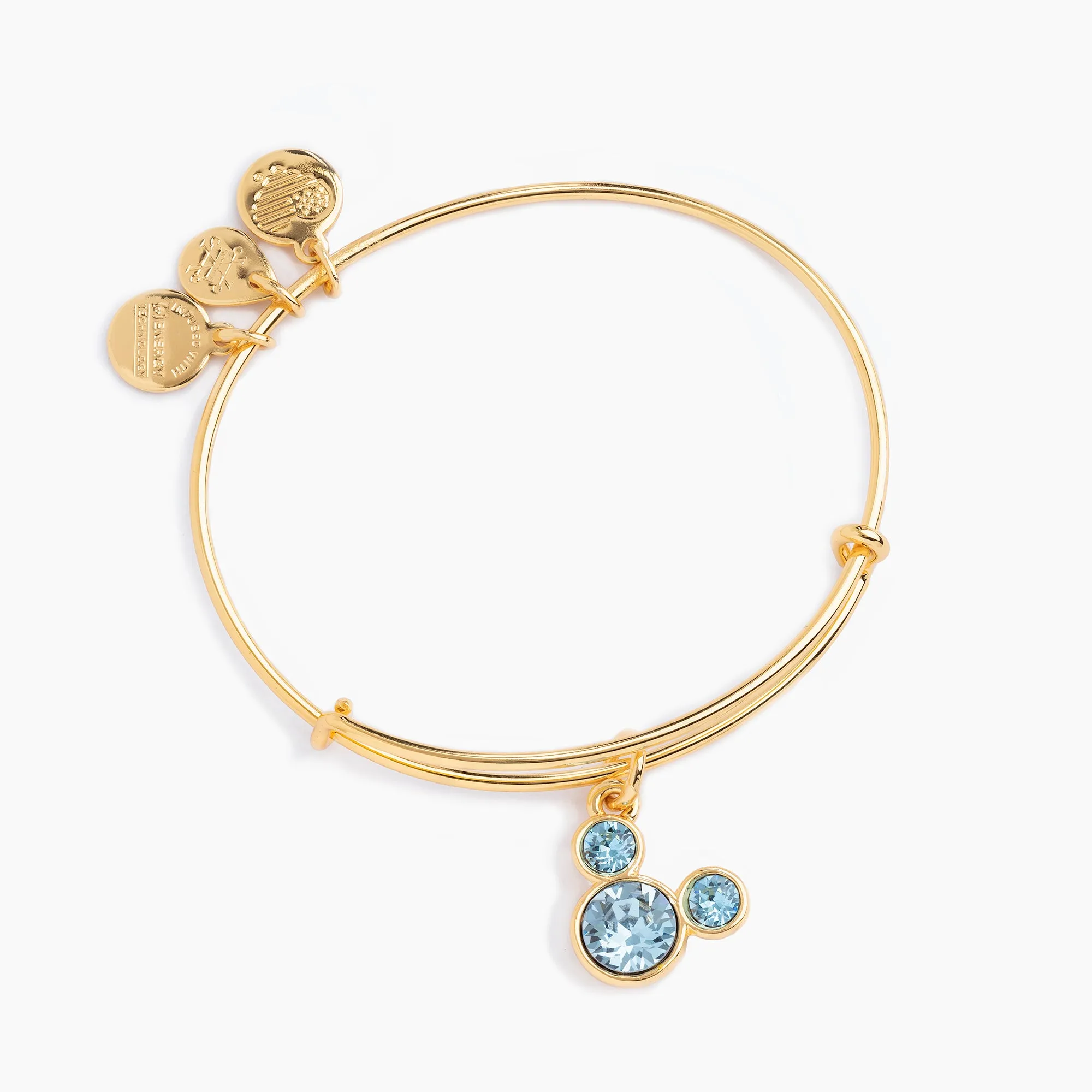 Disney Mickey Mouse Charm Bangle, Aquamarine Crystal