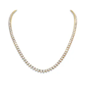 Elias 34 Carat Round Brilliant Diamond Tennis 23 inch Long Necklace in 14k Yellow Gold For Unisex