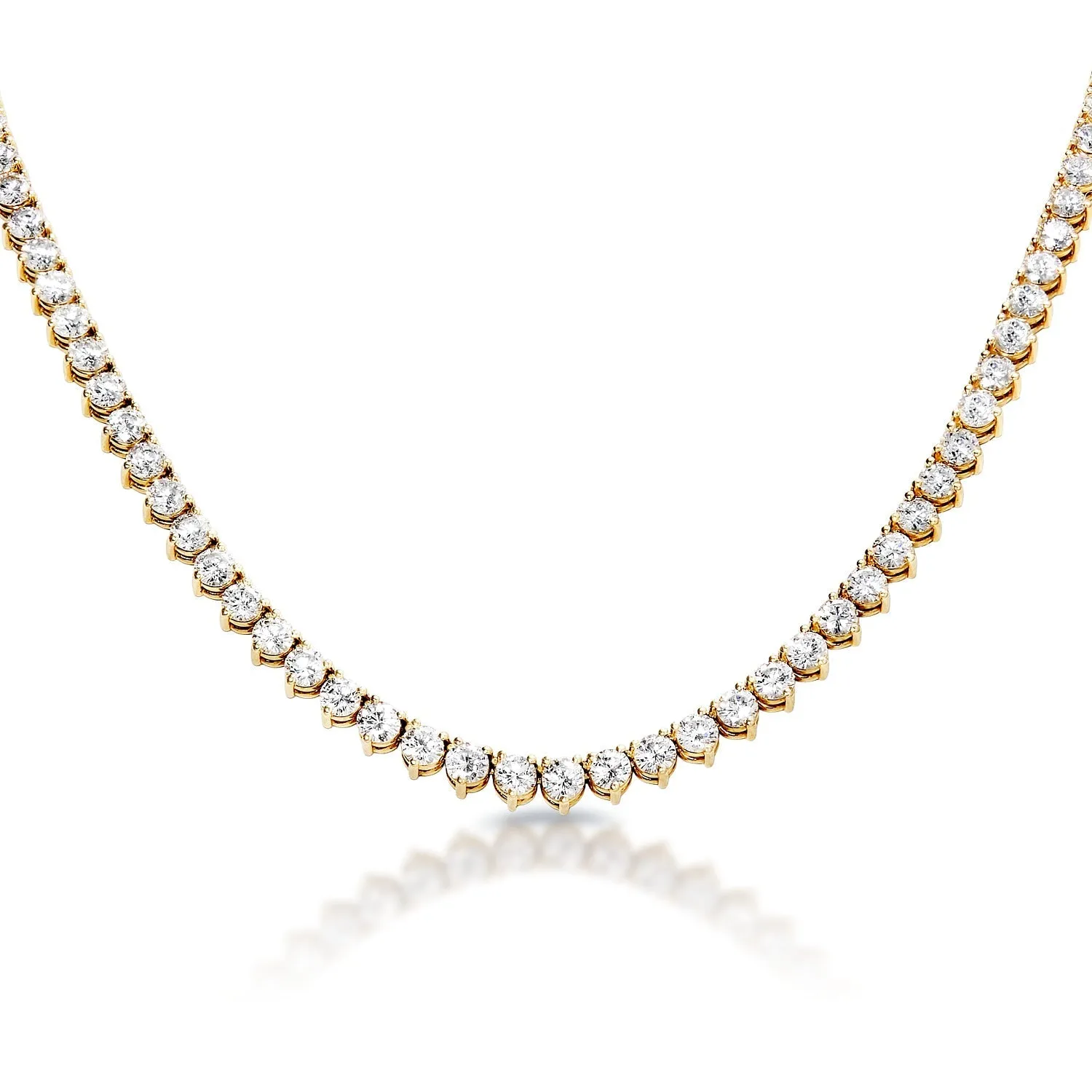 Elias 34 Carat Round Brilliant Diamond Tennis 23 inch Long Necklace in 14k Yellow Gold For Unisex