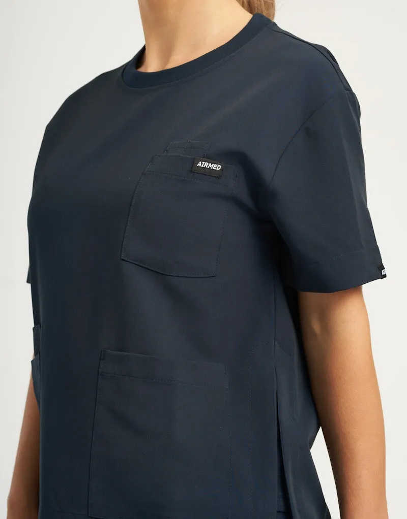 Essential Crewneck Scrub Top - Midnight Navy