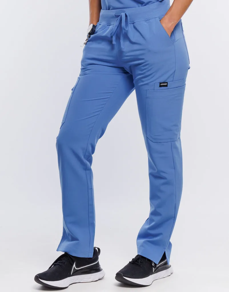 Essential Multi-Pocket Scrub Pants - Ceil Blue