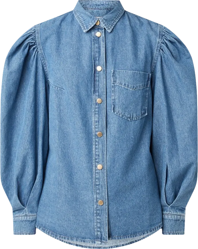 Essentiel Antwerp Blue Denim Wingman Puffy Sleeve Shirt UK 12