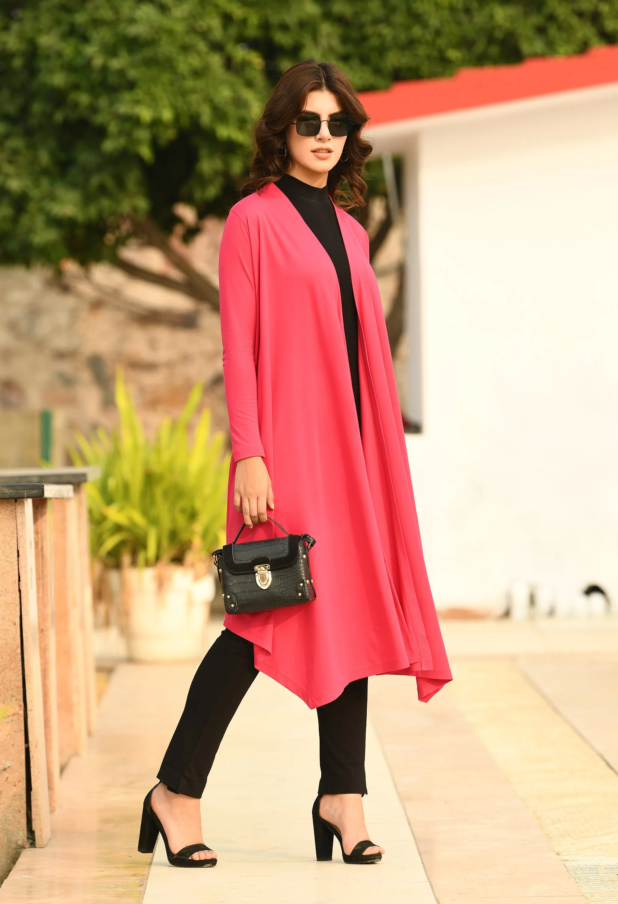 Exude Supreme Longline Shrug (Hot Pink)