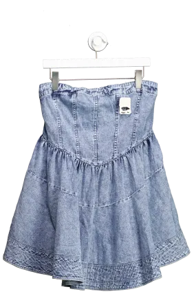 Free People Blue Candace Corset Denim Mini Dress UK M