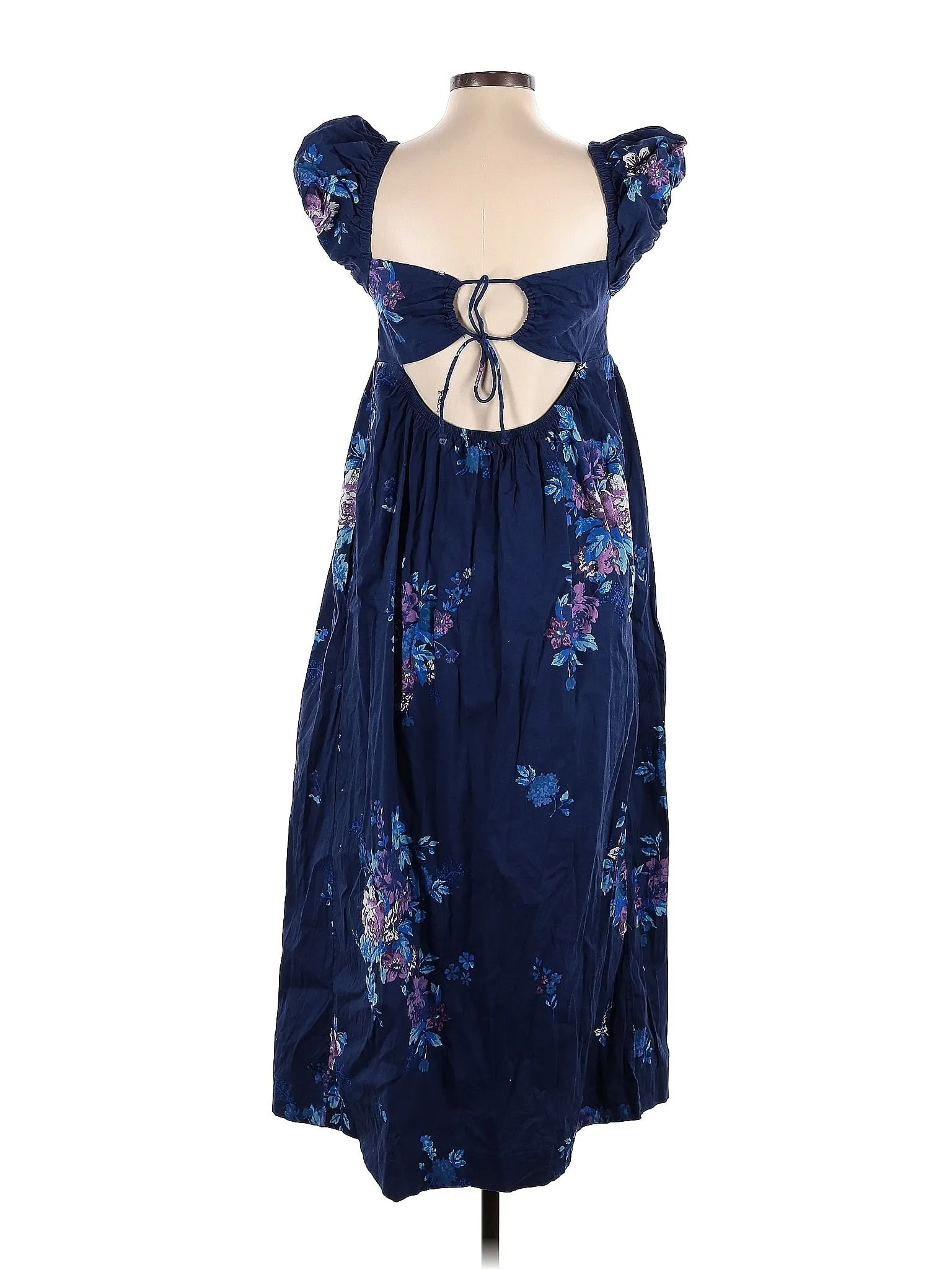 Free People Blue Linda Lou Poplin Maxi Dress UK M