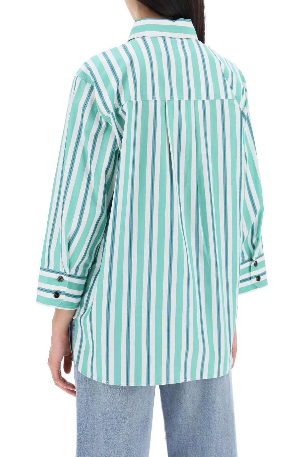 GANNI oversized striped poplin shirt