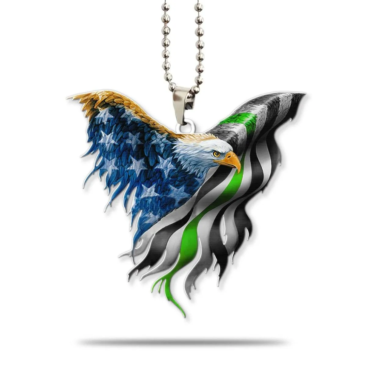 Gearhuman 3D Eagle Thin Green Line Flag Custom Car Hanging