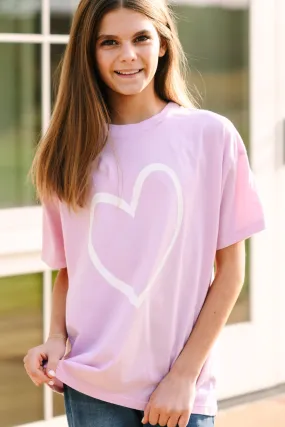 Girls: Heart You Lilac Oversized Graphic Tee