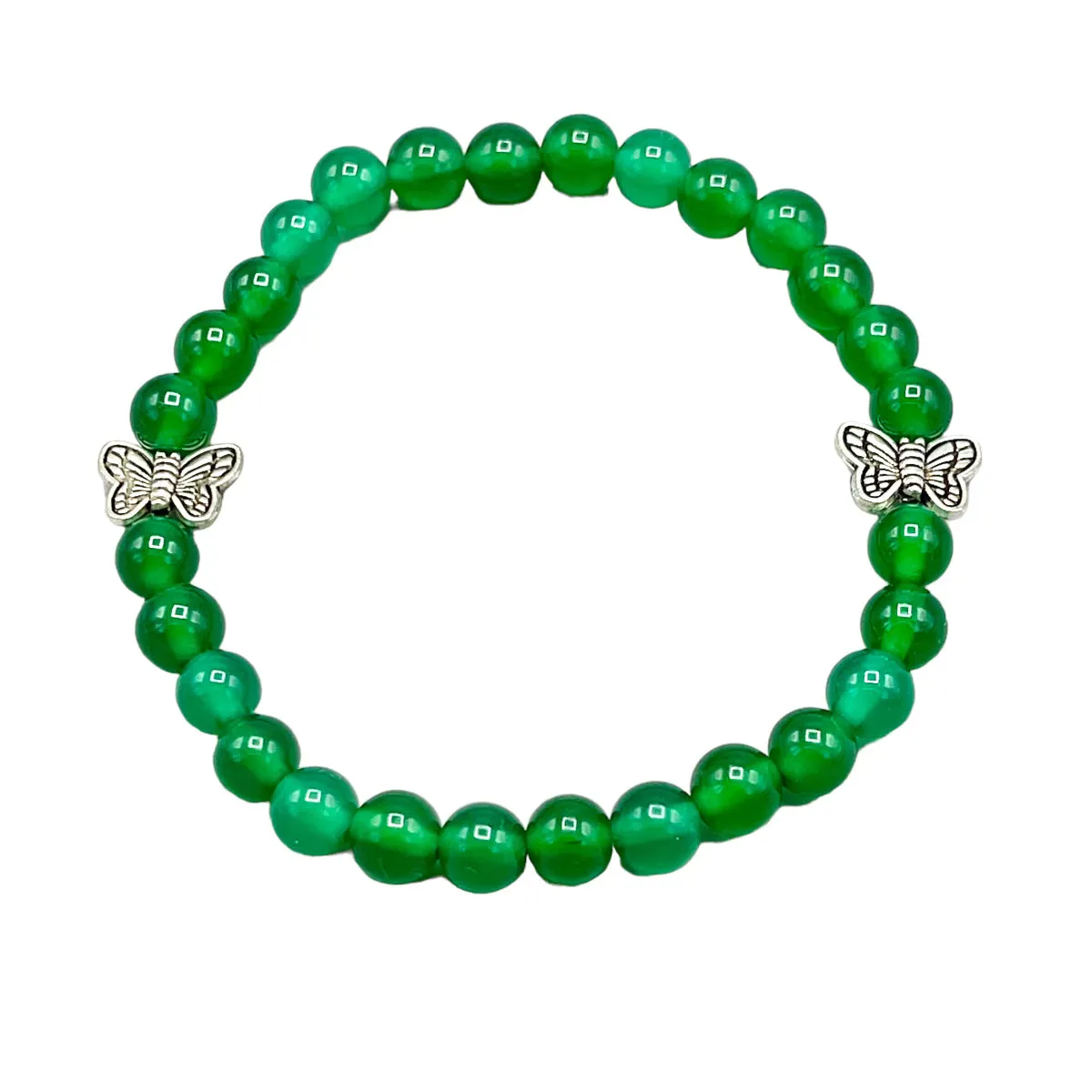 Green Agate and Butterfly Bracelet