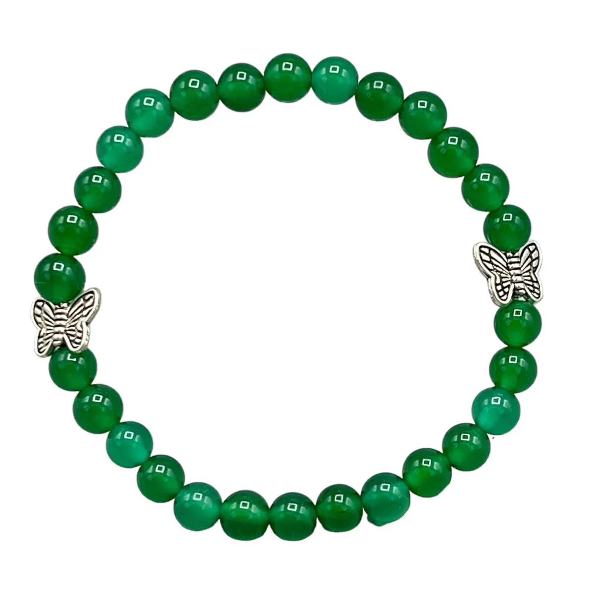 Green Agate and Butterfly Bracelet