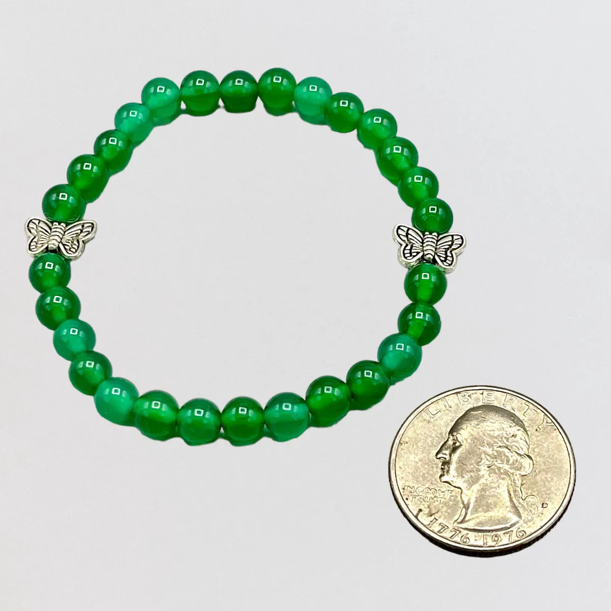 Green Agate and Butterfly Bracelet