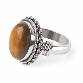 Handmade Tiger's eye cocktail ring, "Coffee Lover" Christmas Gift