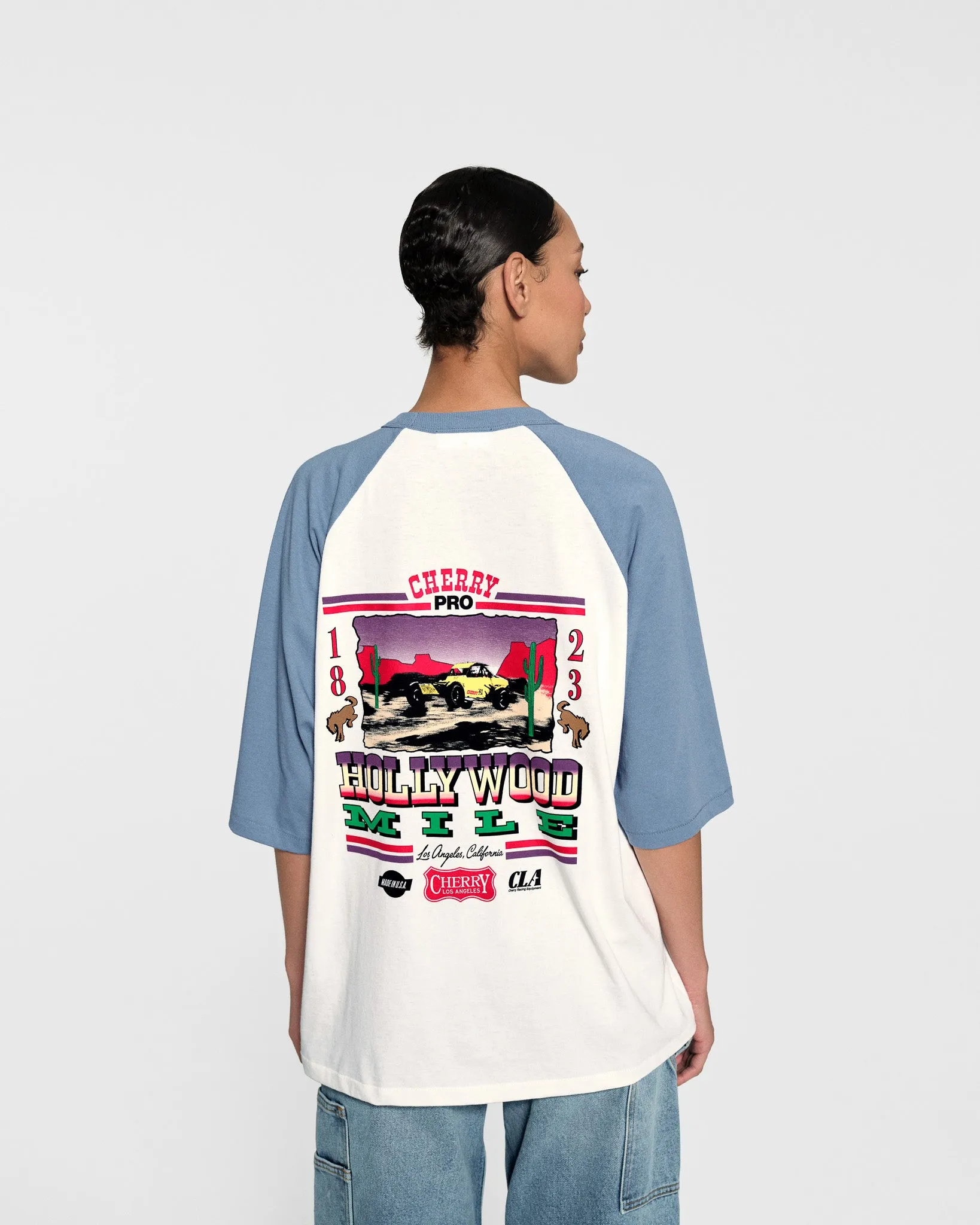 Hollywood Mile Baseball Tee (Dusty Blue)