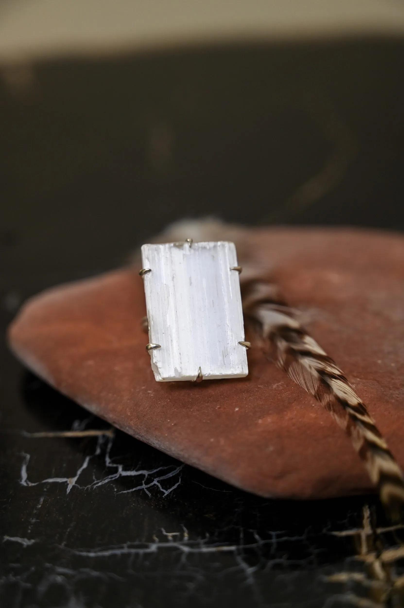 I Vibe High Selenite Ring