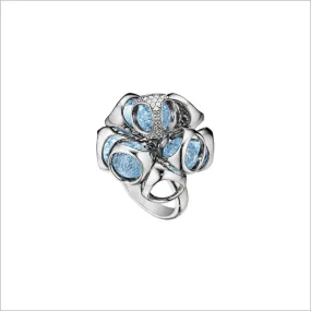 Icona Blue Topaz & Diamond Cluster Ring in Sterling Silver