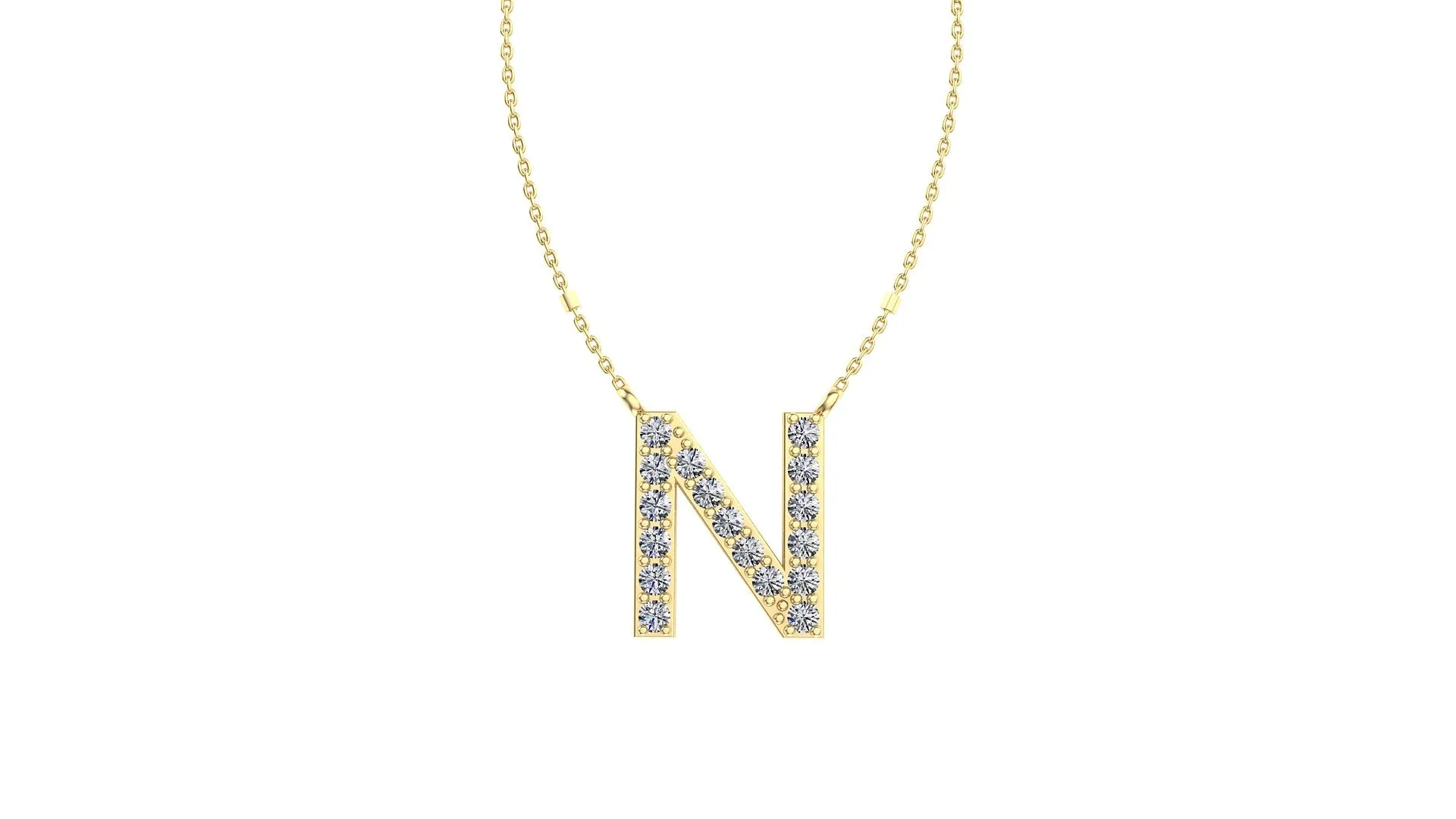 Initial N Diamond Pendant 14K Gold DIP014