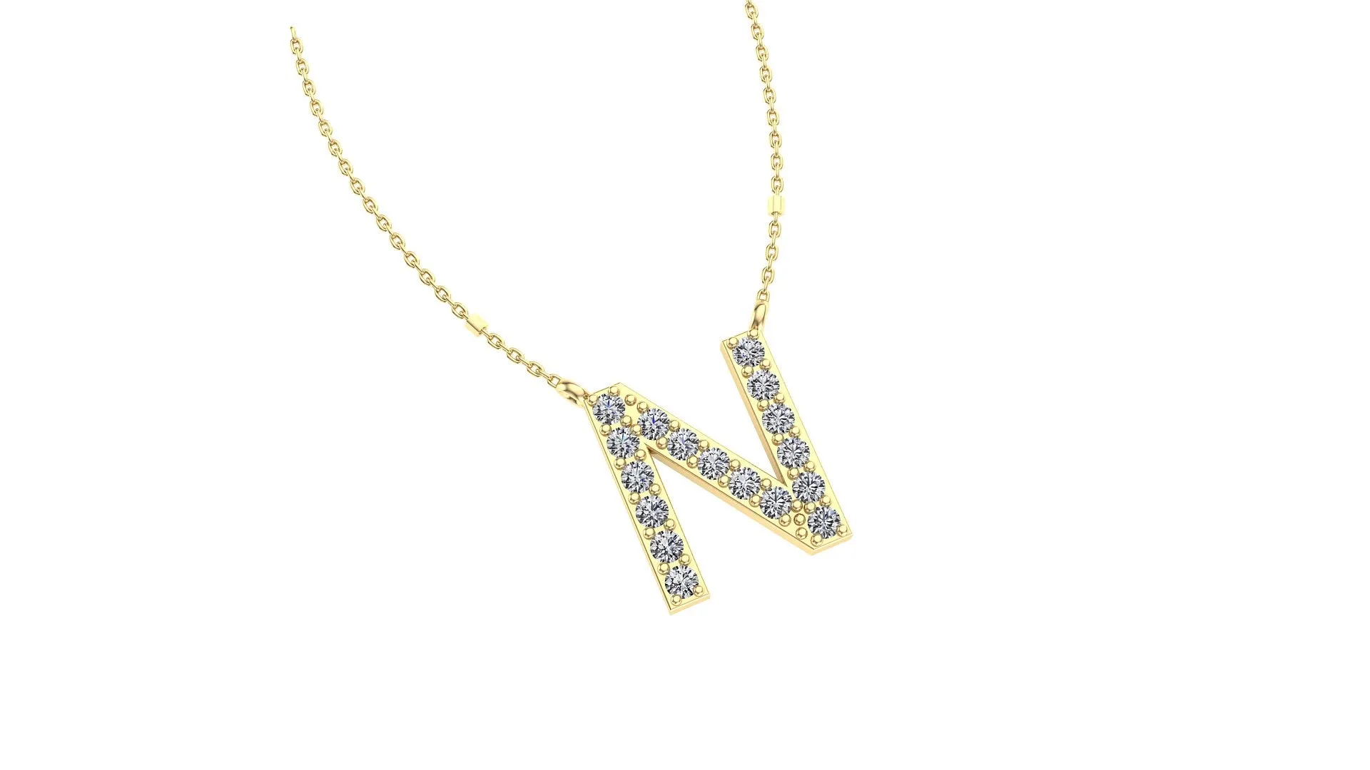 Initial N Diamond Pendant 14K Gold DIP014