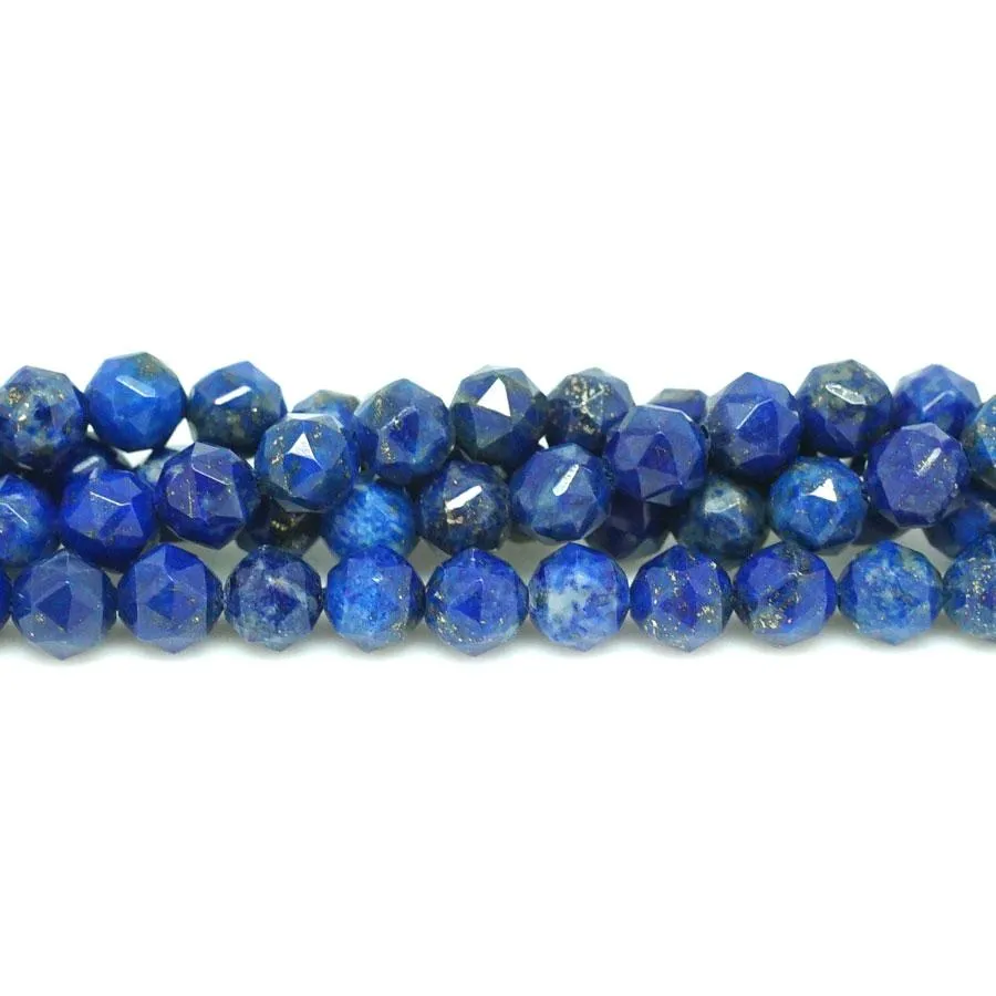 Lapis 6mm Double Heart Faceted Star Cut - 15-16"