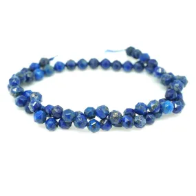 Lapis 6mm Double Heart Faceted Star Cut - 15-16"