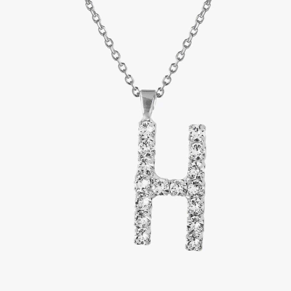 Letter Necklace H / Crystal