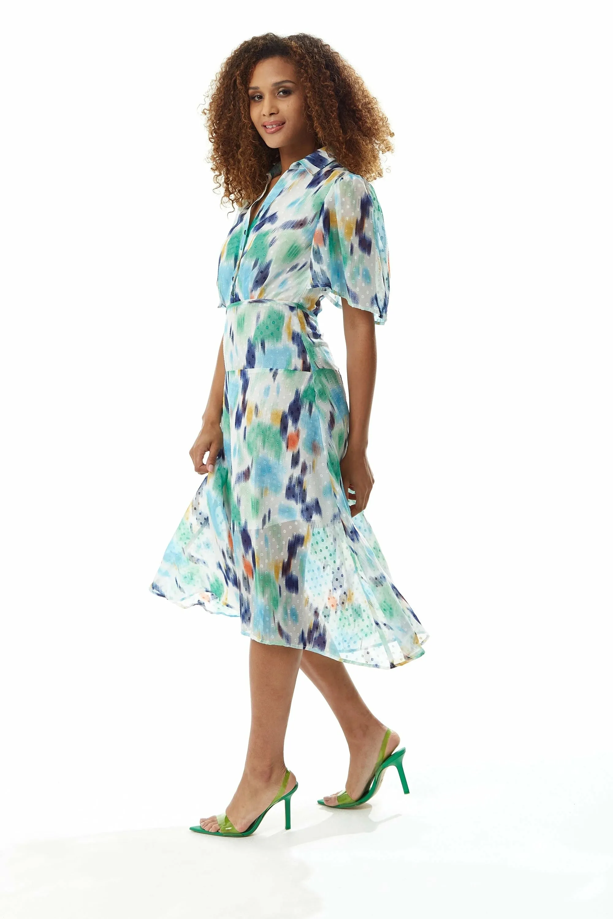 Liquorish Multicolour Chiffon Midi Dress