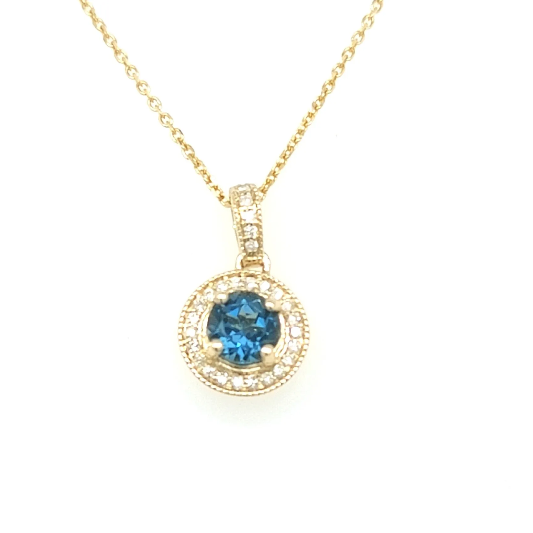 London Blue Topaz and Diamond Pendant