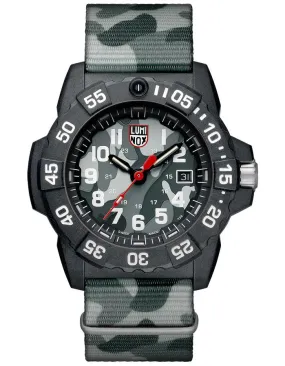 Luminox Navy Seal Mens -Black - Grey Camouflage Webbing Strap - Date - 200M