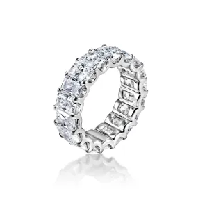 Luvinia 8 Carat Radiant Cut Lab-Grown Diamond Eternity Band in 14k White Gold U-Shape Shared Prong