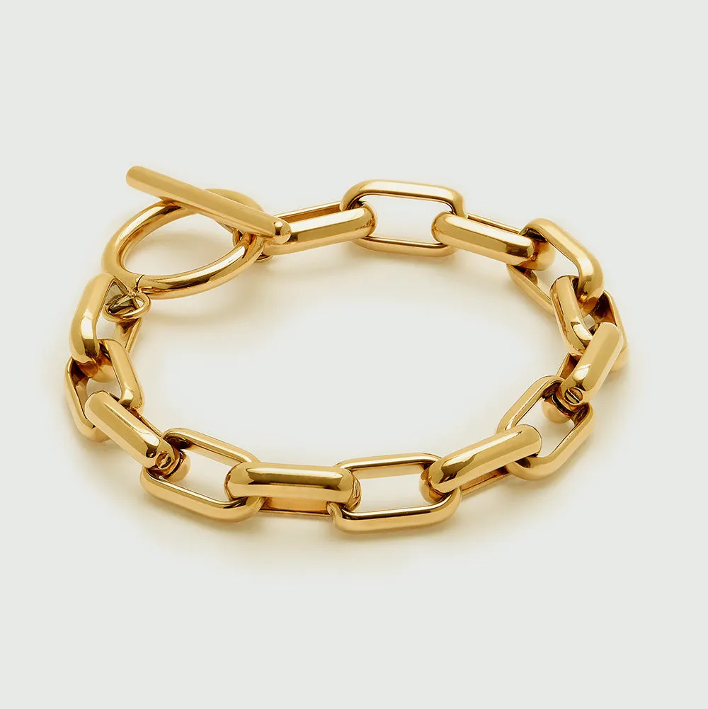 LUXE Rectangle Link T-Bar Bracelet - Gold