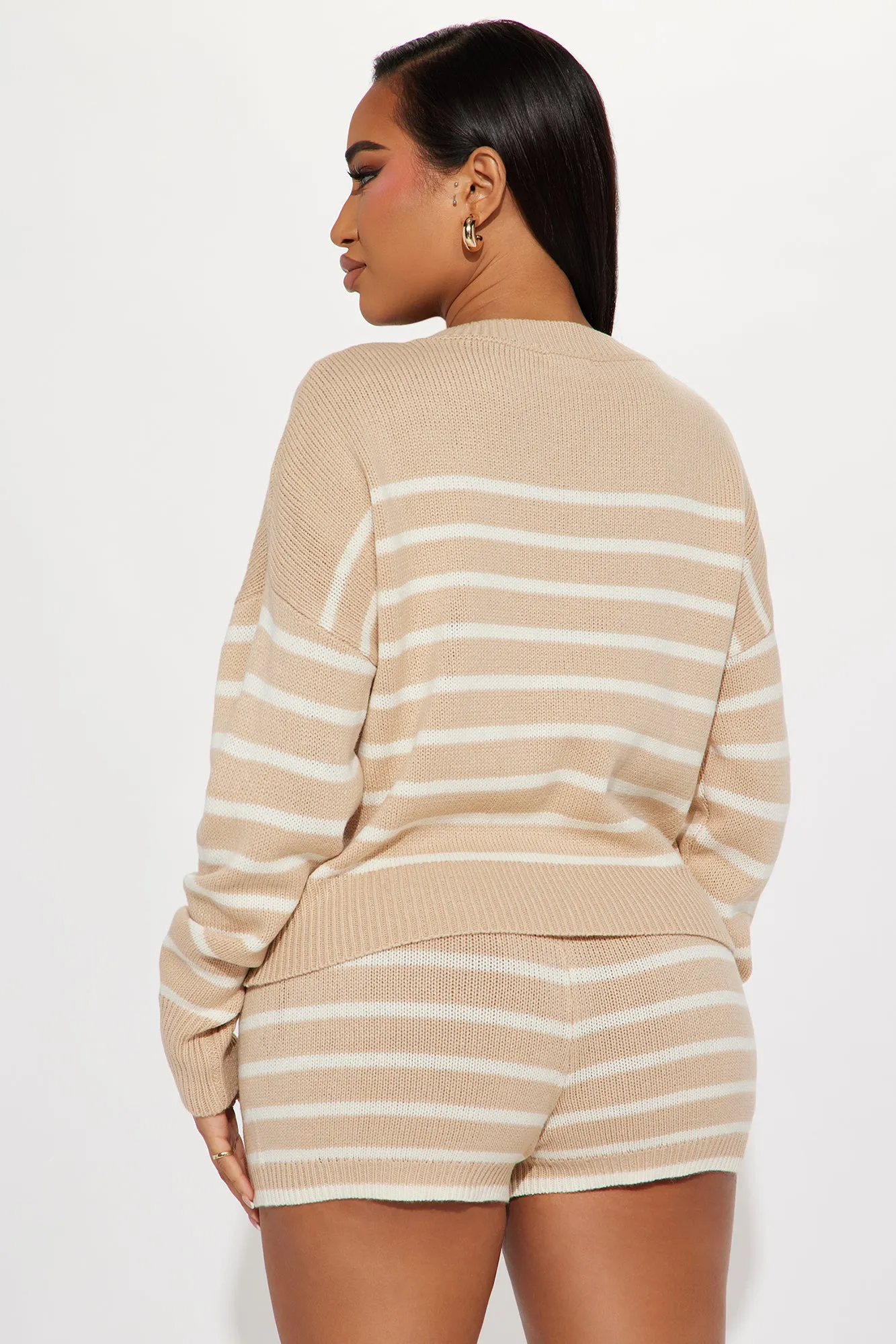 Maia Sweater Short Set - Taupe/combo