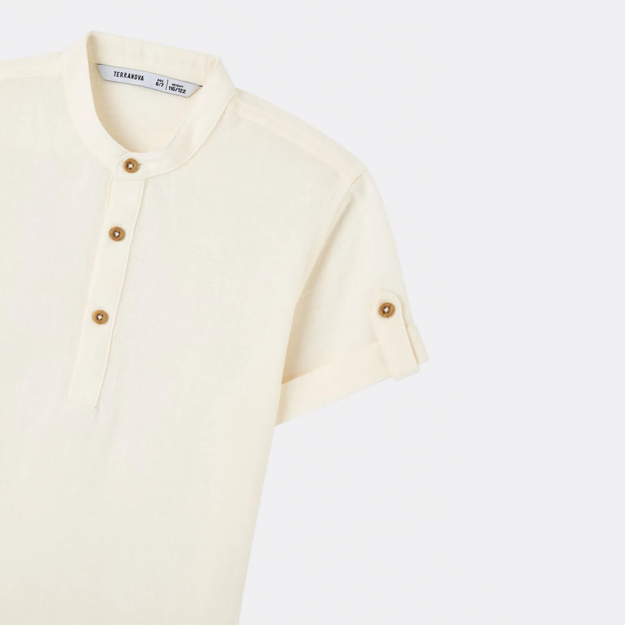 Mandarin Collar Short Sleeve Shirt