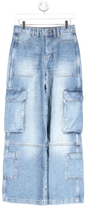 ME   EM Blue Baggy Cargo Jeans W25