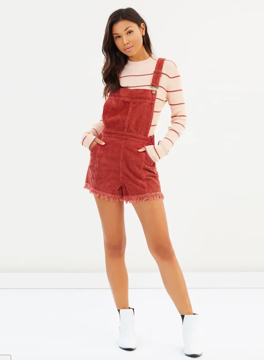 MINKPINK Empire Cord Mini Overalls