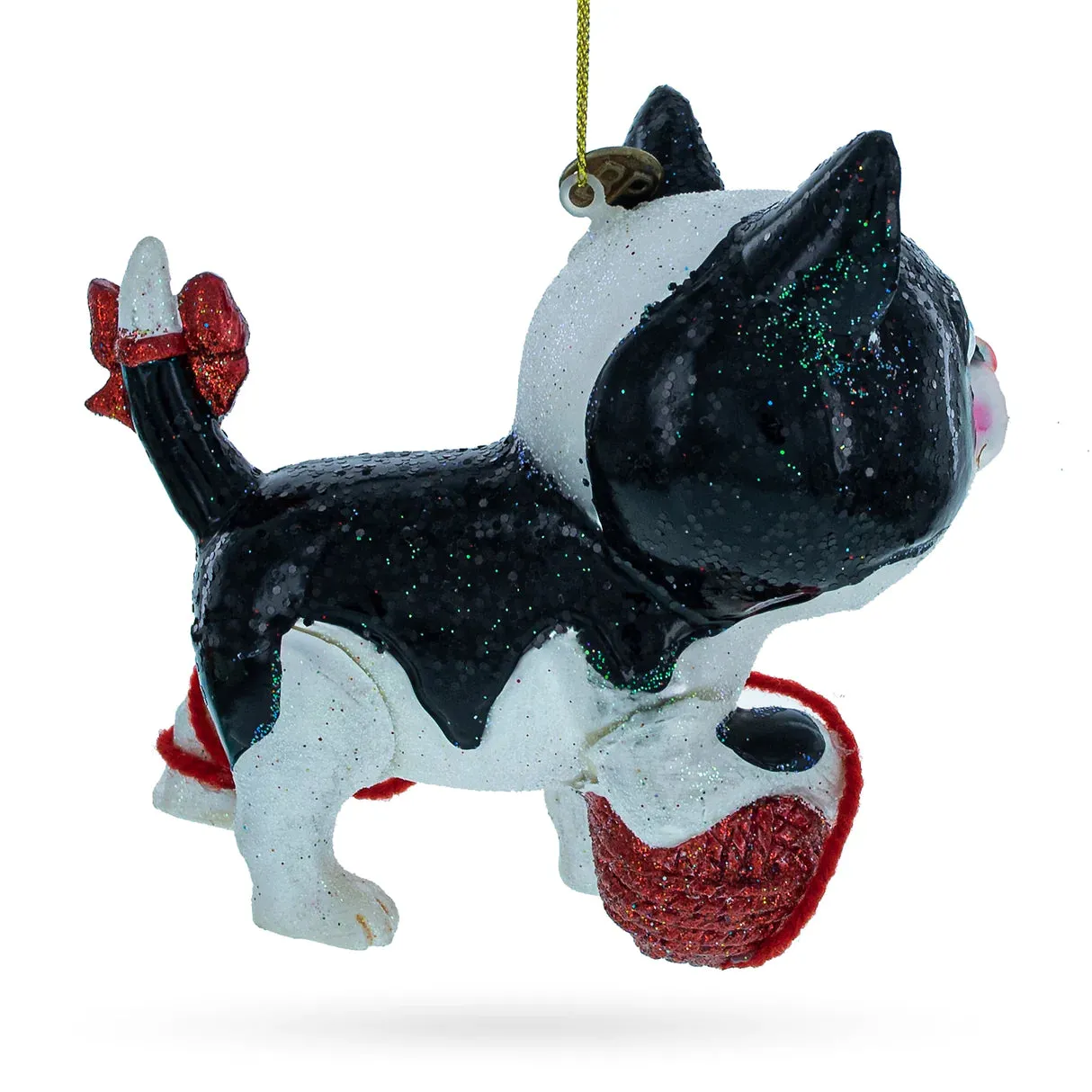 Mischievous Kitten with Yarn Ball Ornament