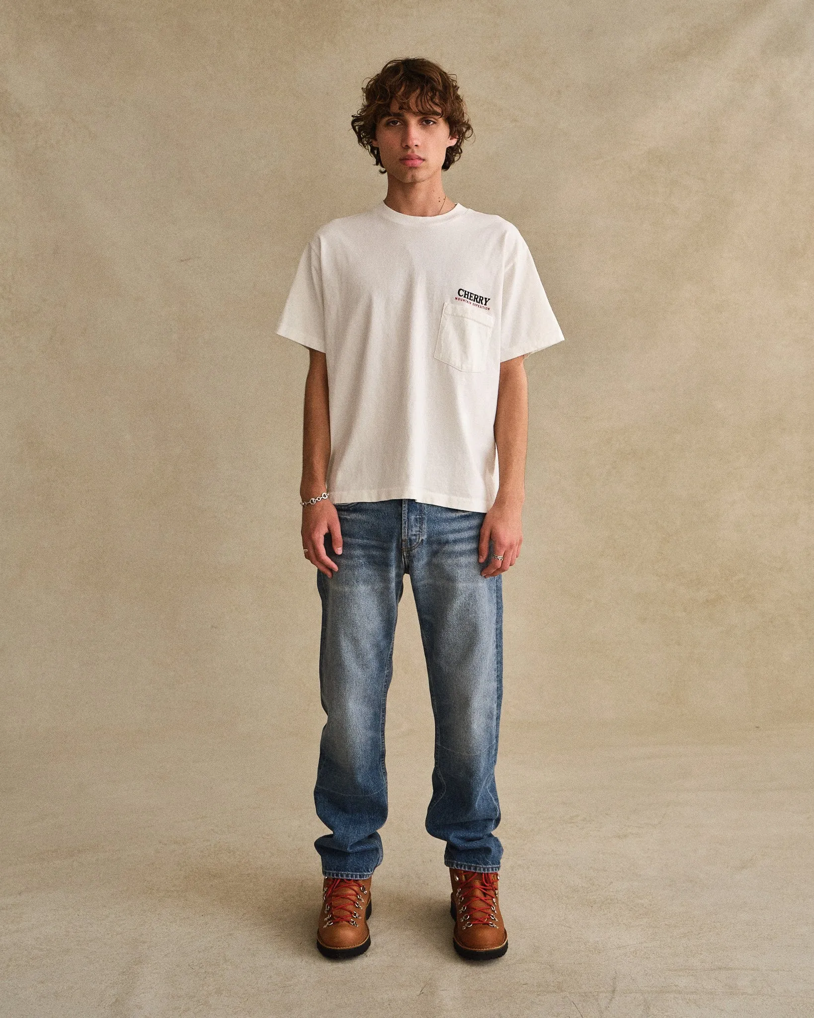 Mountain Expedition Boxy Pocket Tee (White)