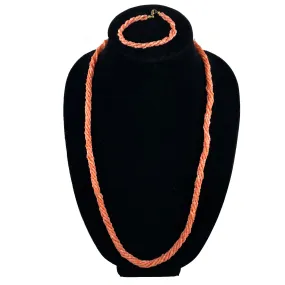 Multi-Strand Salmon Pink Coral Necklace & Bracelet Set