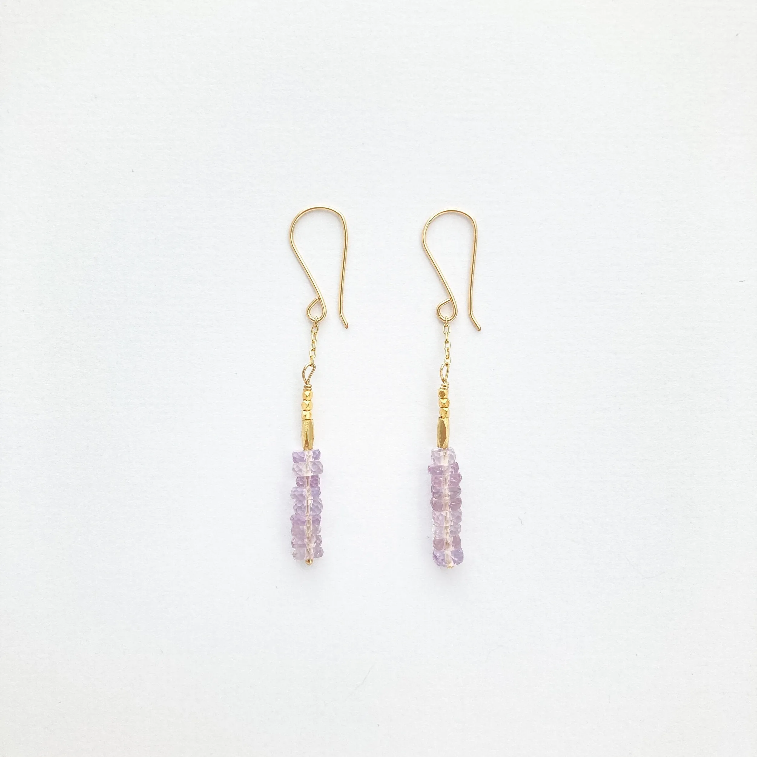 NEW! Pink Amethyst and Gold Vermeil Bead Earring by Debbie Fisher